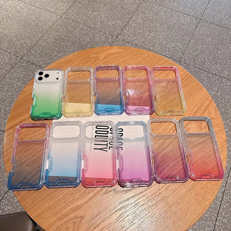 3-in-1 Anti-Impact Gradient Clear Phone Case for iPhone 12–17 Series | Shockproof PC+TPU Protective Cover