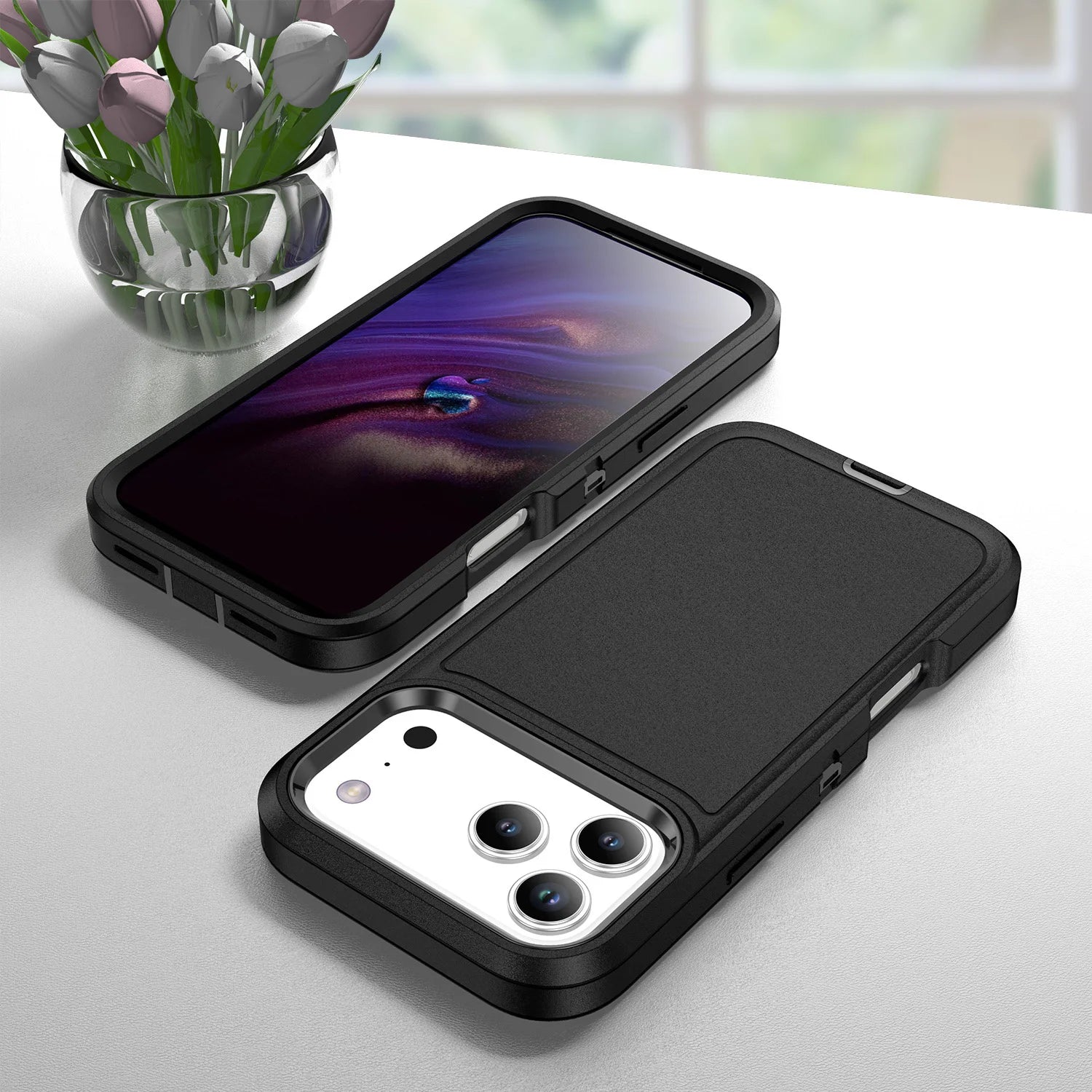 Heavy-Duty Armor Magnetic Case for iPhone 17 / 16 / 15 / 14 Series – Shockproof, Slide Camera Cover, Ring Holder