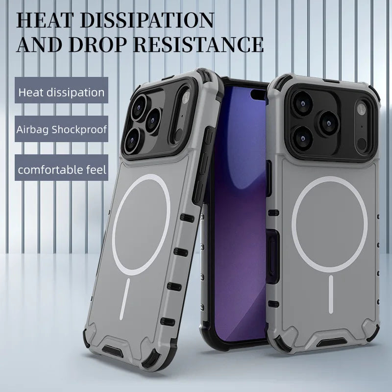 Magnetic Armor Case for iPhone 17 / 16 / 15 / 14 / 13 Series – Shockproof TPU+PC, Airbag Corners, MagSafe Compatible