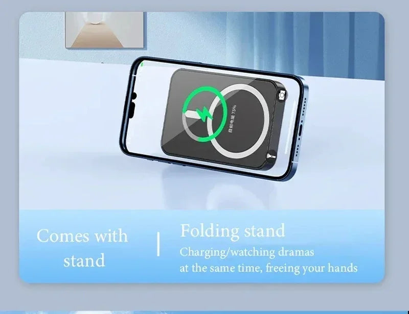 Magnetic Fast Wireless Power Bank — Portable Phone Charging with Stand (50,000mAh)