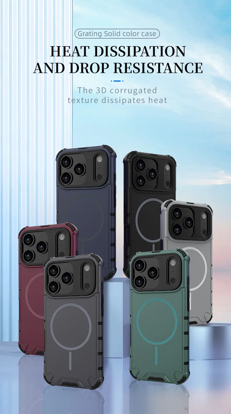 Magnetic Armor Case for iPhone 17 / 16 / 15 / 14 / 13 Series – Shockproof TPU+PC, Airbag Corners, MagSafe Compatible