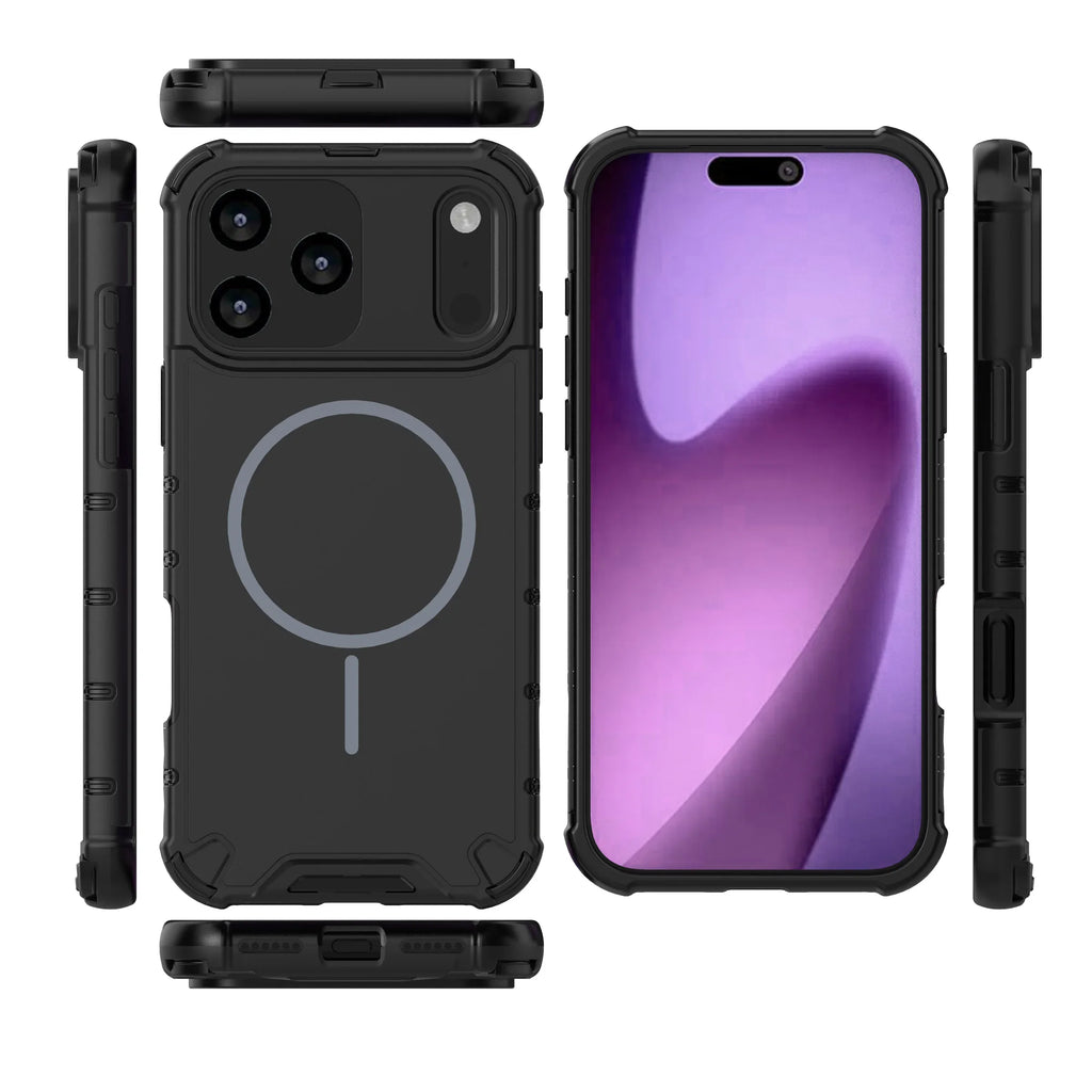 Magnetic Armor Case for iPhone 17 / 16 / 15 / 14 / 13 Series – Shockproof TPU+PC, Airbag Corners, MagSafe Compatible