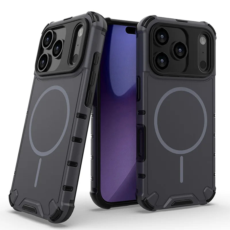 Magnetic Armor Case for iPhone 17 / 16 / 15 / 14 / 13 Series – Shockproof TPU+PC, Airbag Corners, MagSafe Compatible