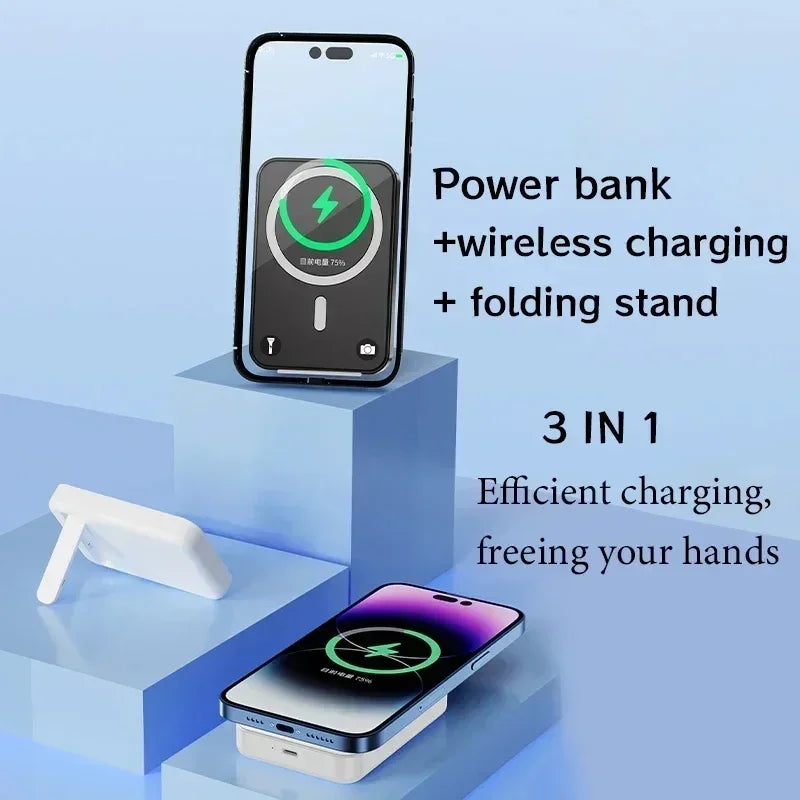 Magnetic Fast Wireless Power Bank — Portable Phone Charging with Stand (50,000mAh)