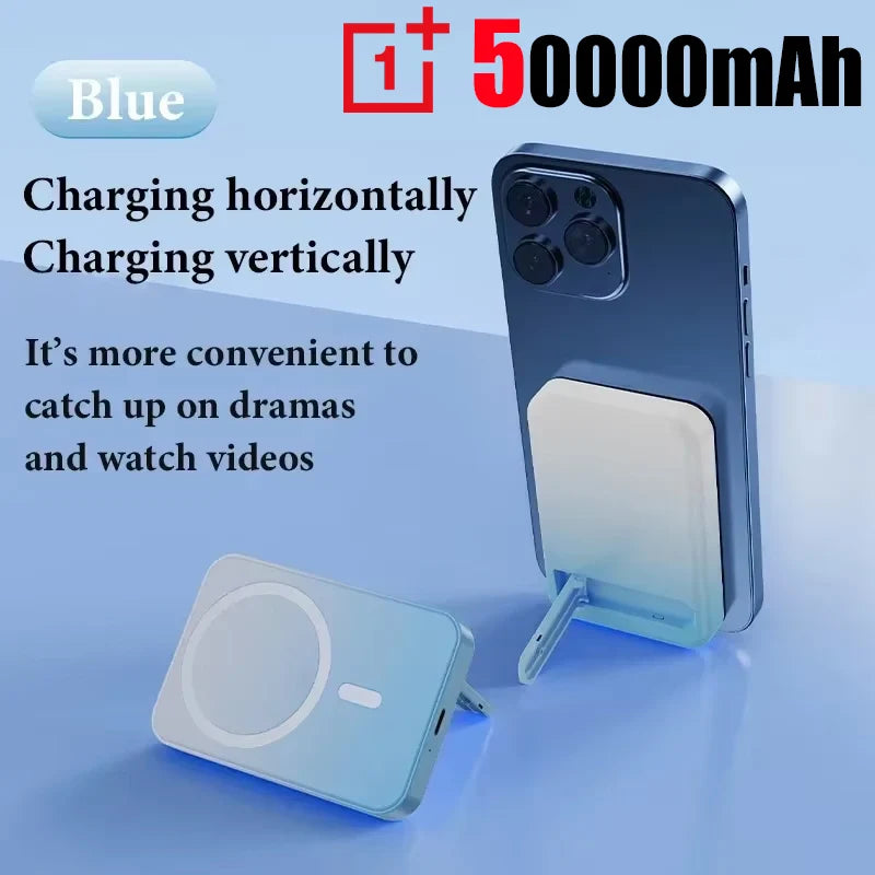 Magnetic Fast Wireless Power Bank — Portable Phone Charging with Stand (50,000mAh)