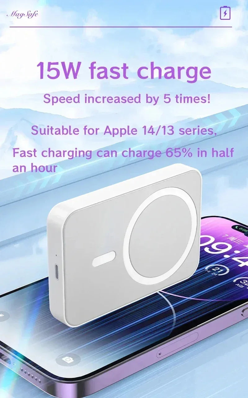 Magnetic Fast Wireless Power Bank — Portable Phone Charging with Stand (50,000mAh)
