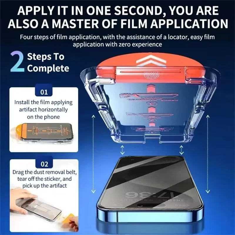 Privacy Anti-Spy Screen Protector for iPhone (Dust-Free Installation | 8K HD Glass)