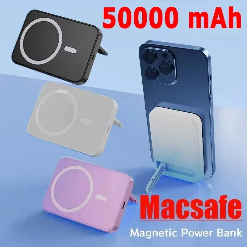 Magnetic Fast Wireless Power Bank — Portable Phone Charging with Stand (50,000mAh)