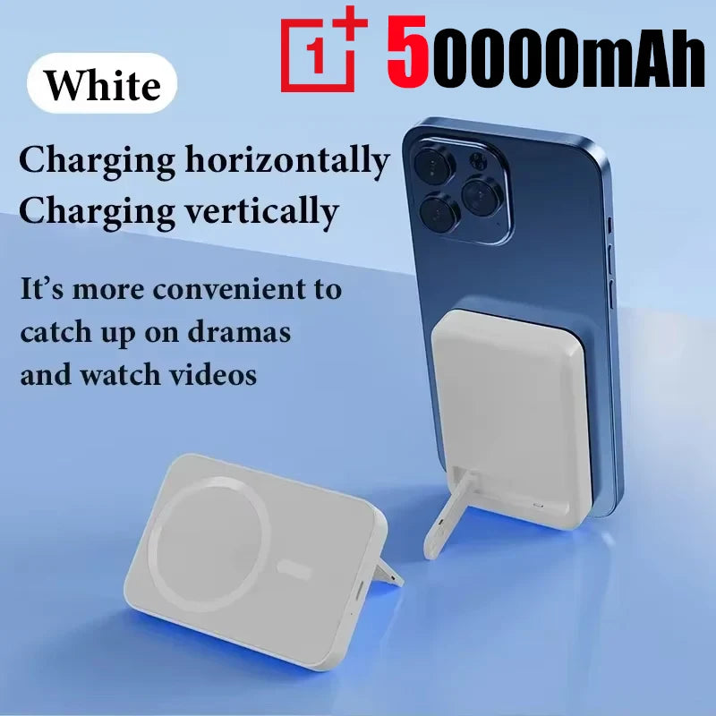 Magnetic Fast Wireless Power Bank — Portable Phone Charging with Stand (50,000mAh)