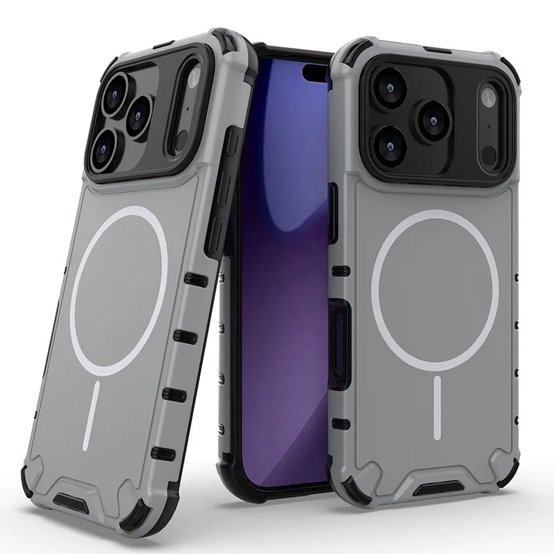 Magnetic Armor Case for iPhone 17 / 16 / 15 / 14 / 13 Series – Shockproof TPU+PC, Airbag Corners, MagSafe Compatible
