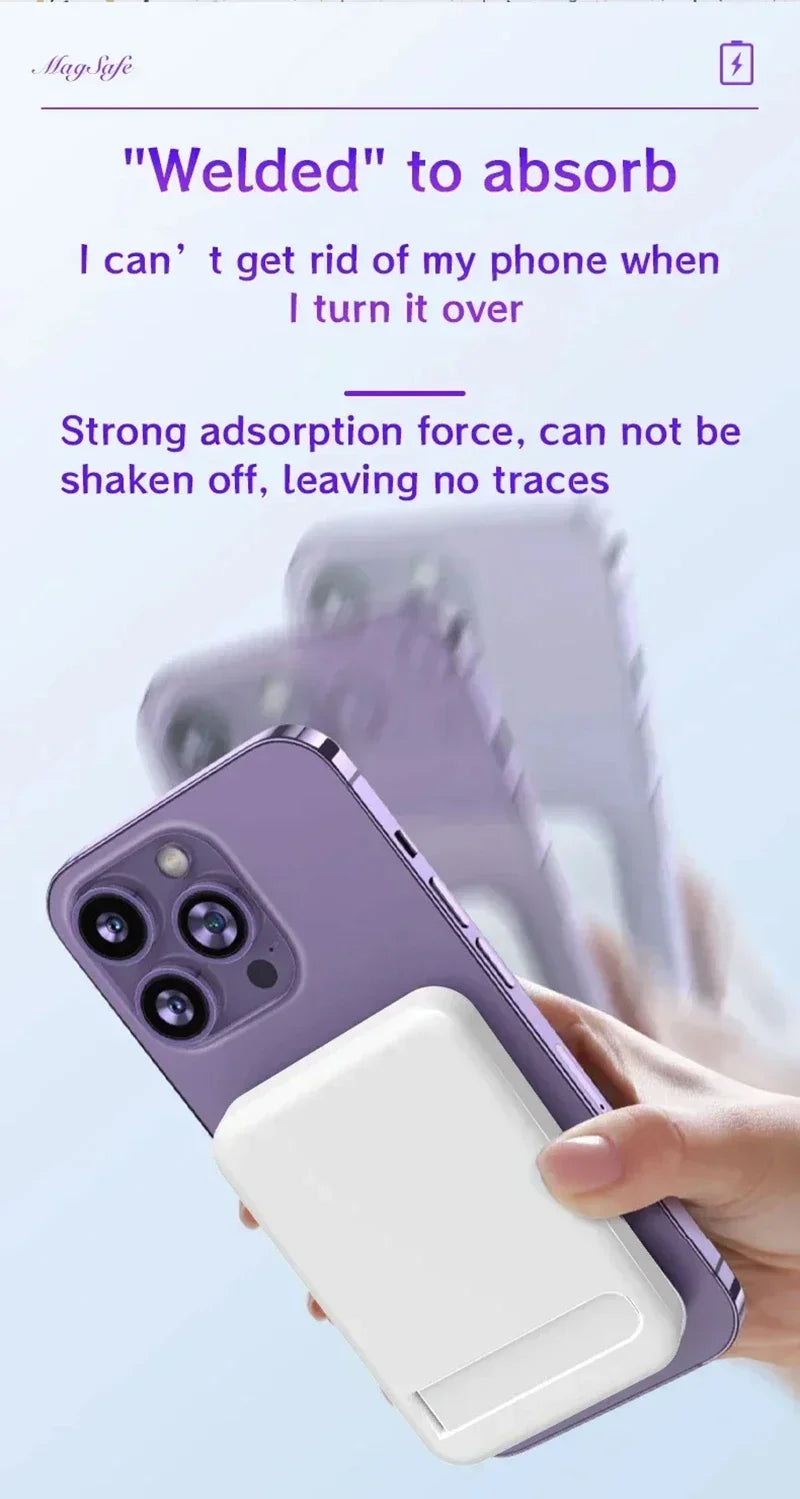 Magnetic Fast Wireless Power Bank — Portable Phone Charging with Stand (50,000mAh)