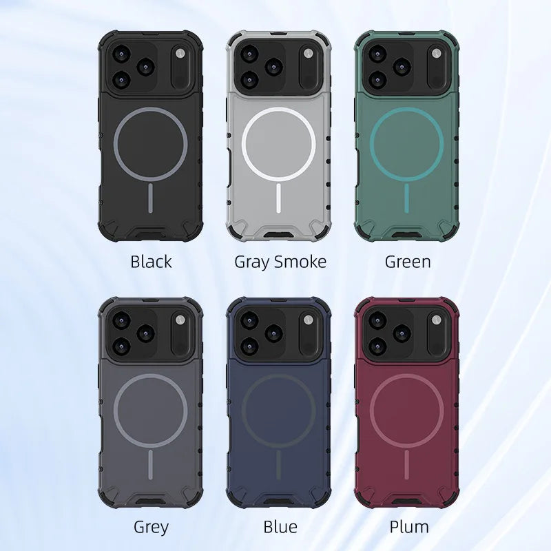 Magnetic Armor Case for iPhone 17 / 16 / 15 / 14 / 13 Series – Shockproof TPU+PC, Airbag Corners, MagSafe Compatible