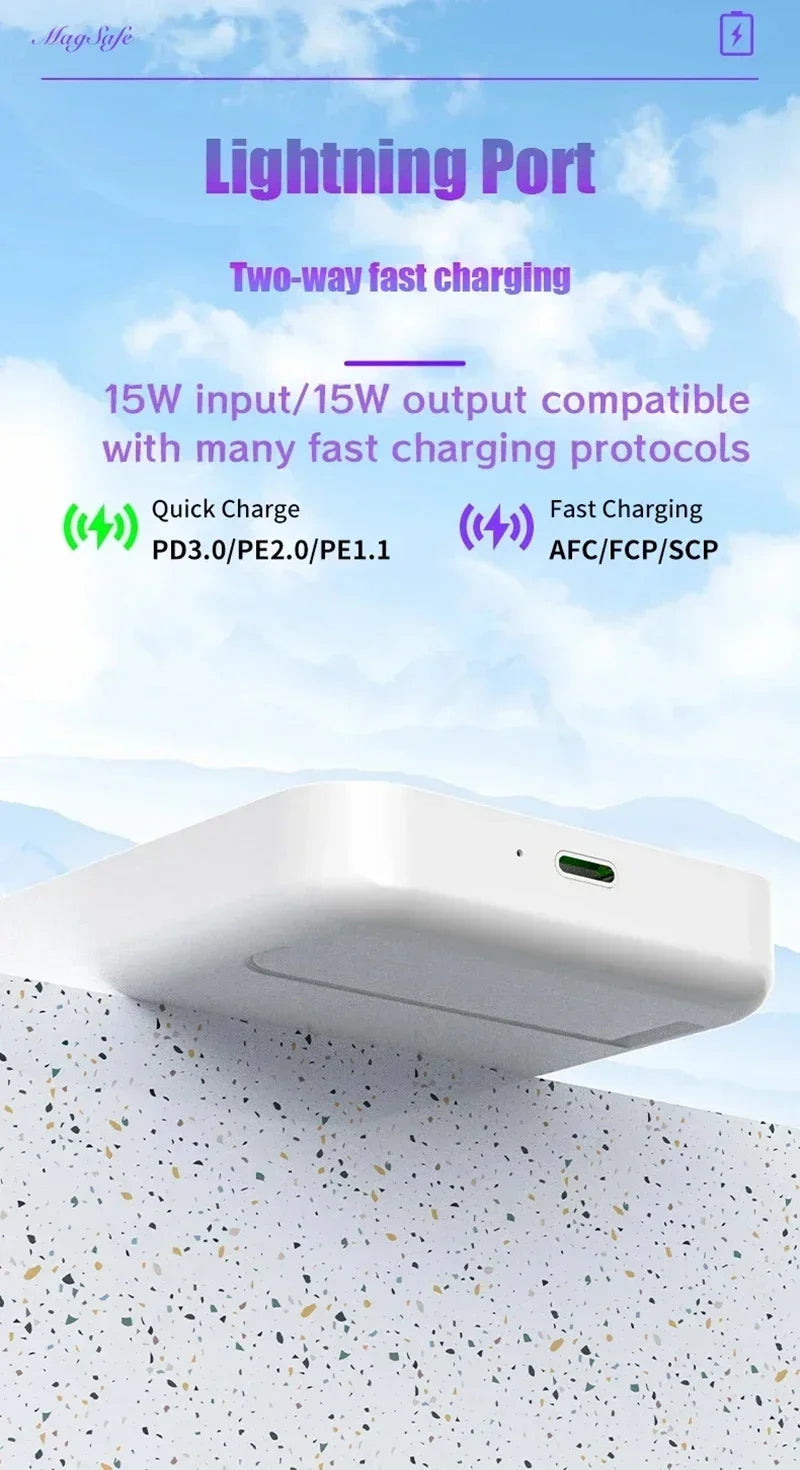 Magnetic Fast Wireless Power Bank — Portable Phone Charging with Stand (50,000mAh)