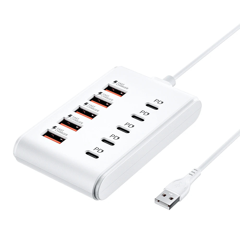 10-in-1 USB-C Charging Hub with 5 USB Ports – Fast Charging Adapter