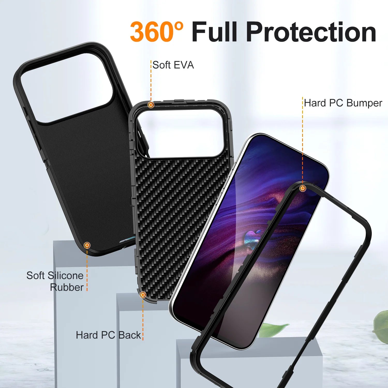Heavy-Duty Armor Magnetic Case for iPhone 17 / 16 / 15 / 14 Series – Shockproof, Slide Camera Cover, Ring Holder