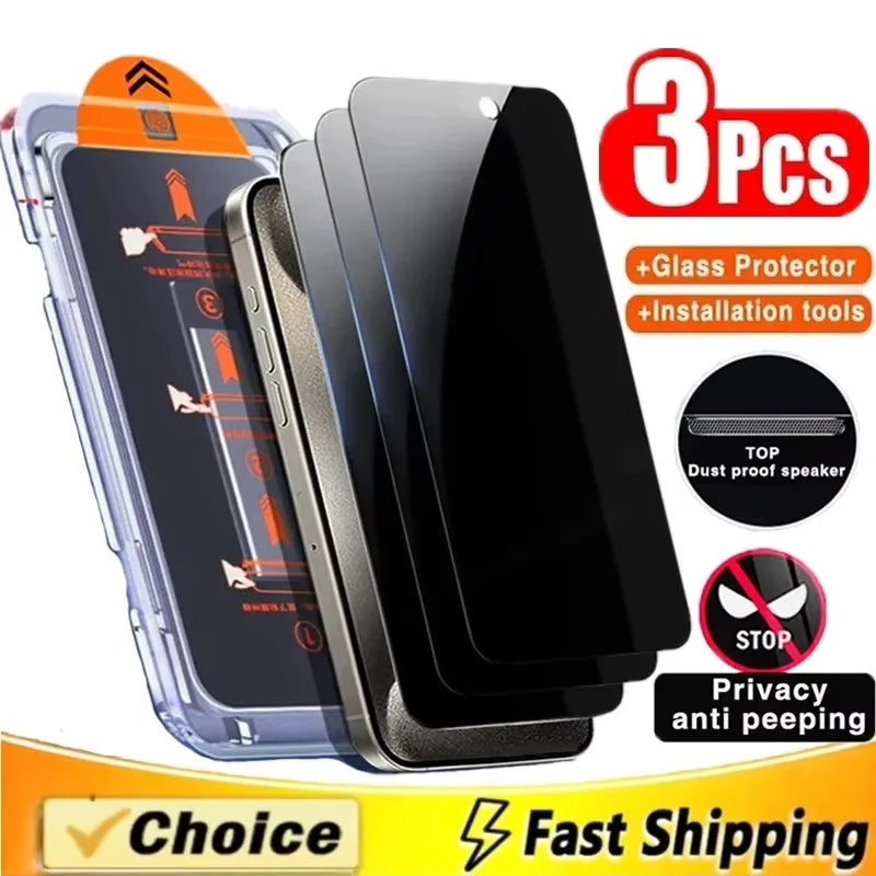 Privacy Anti-Spy Screen Protector for iPhone (Dust-Free Installation | 8K HD Glass)