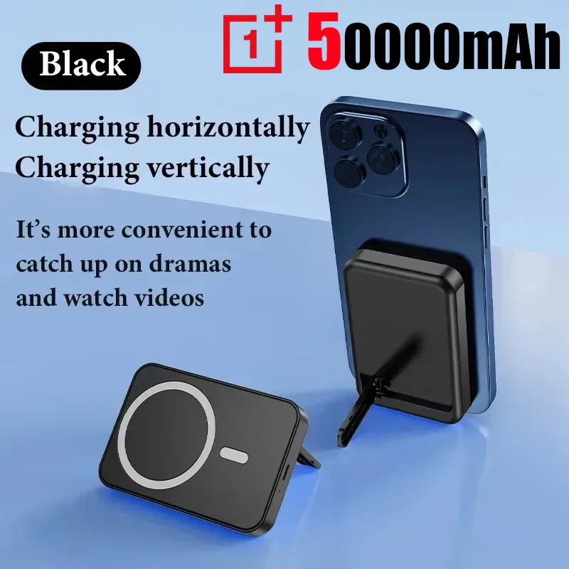 Magnetic Fast Wireless Power Bank — Portable Phone Charging with Stand (50,000mAh)