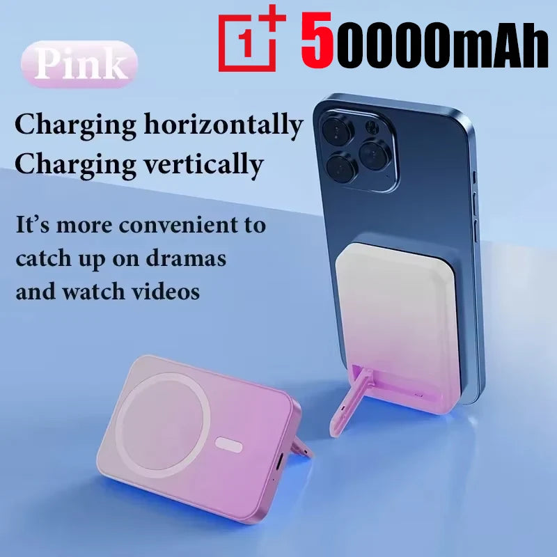 Magnetic Fast Wireless Power Bank — Portable Phone Charging with Stand (50,000mAh)