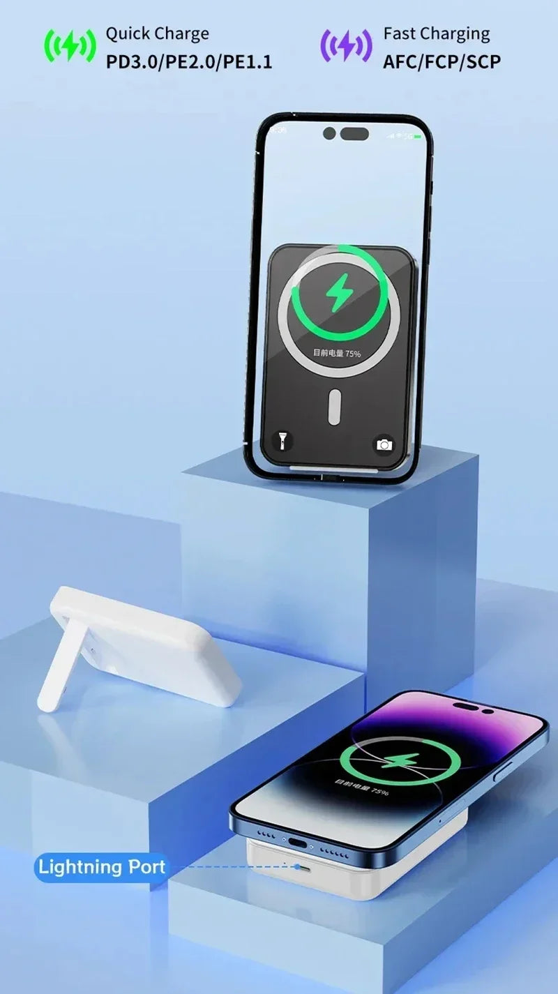 Magnetic Fast Wireless Power Bank — Portable Phone Charging with Stand (50,000mAh)