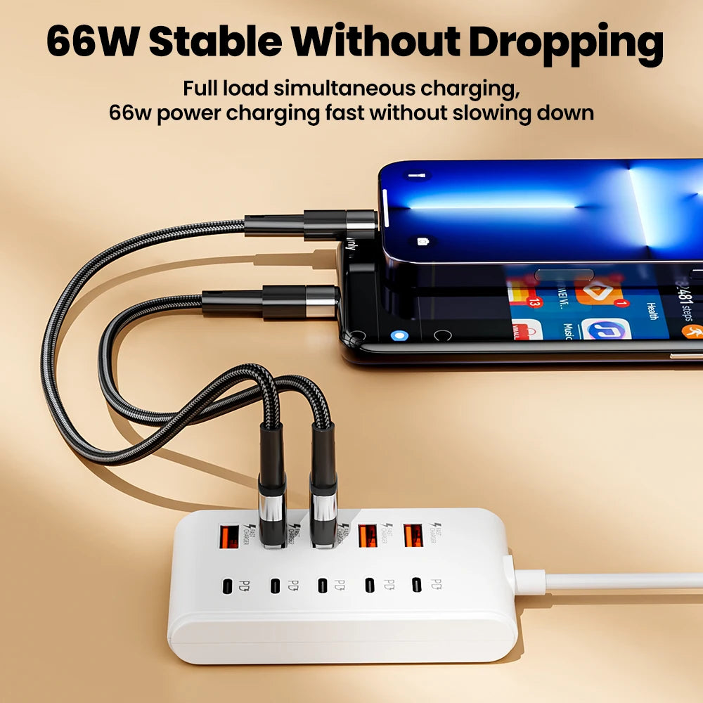 10-in-1 USB-C Charging Hub with 5 USB Ports – Fast Charging Adapter