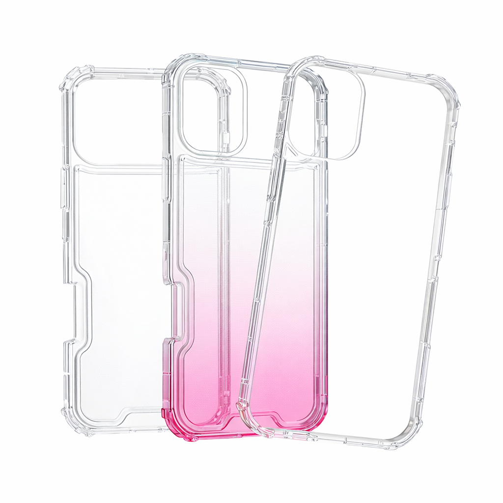 3-in-1 Anti-Impact Gradient Clear Phone Case for iPhone 12–17 Series | Shockproof PC+TPU Protective Cover