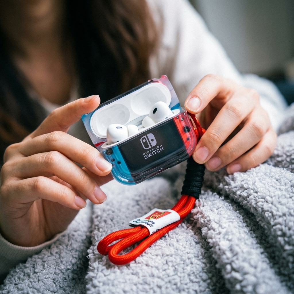 Switch Game Console Style AirPods Protective Case with Keychain – For AirPods Pro 2 / AirPods 1 2 3 4